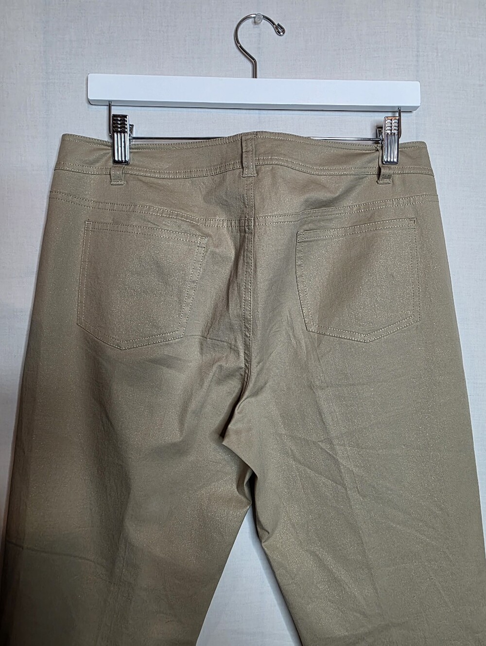 LAFAYETTE 148 Beige Shimmery Straight Leg Pants Cotton Blend Stretch Size 6 - Picture 8 of 11